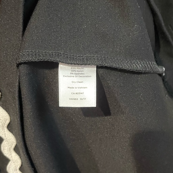 Talbots Dress Black White Pointe Knit Dress Rick Rack Trim Knee Length Dress - Picture 4 of 6